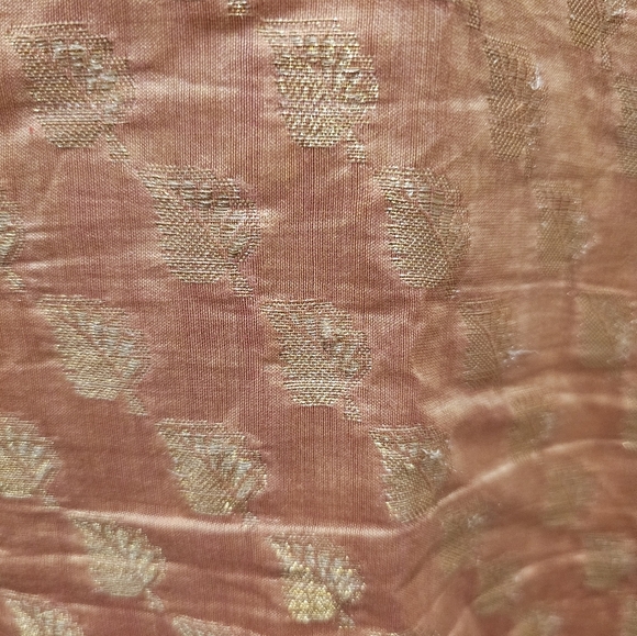 "XL Peach Gold Embroidered Kurti Tunic Dress Beaded Ethnic Boho Festival Wear" - Picture 8 of 10